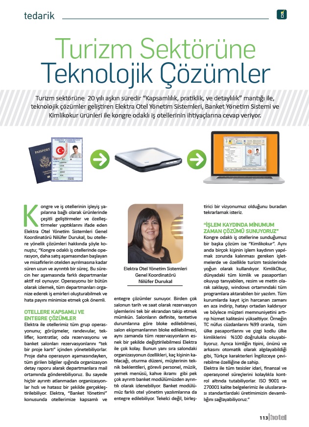 Turizm Sektörüne Teknolojik Çözümler (TUROB Hotel Dergisi Mayıs 2015)