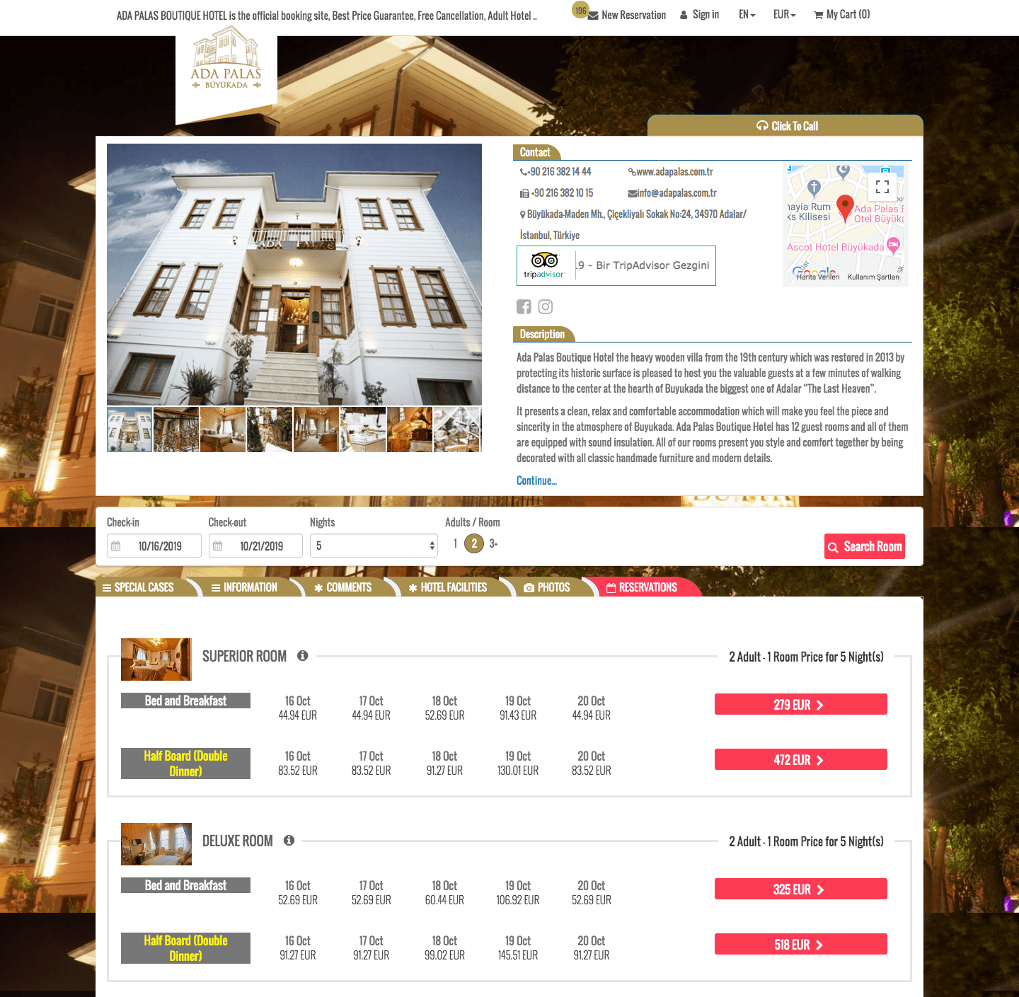 Hotel Online Booking engine, Otel Rezervasyon sayfası