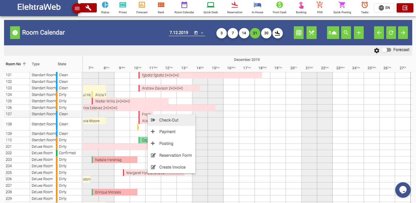ElektraWeb hotel management software