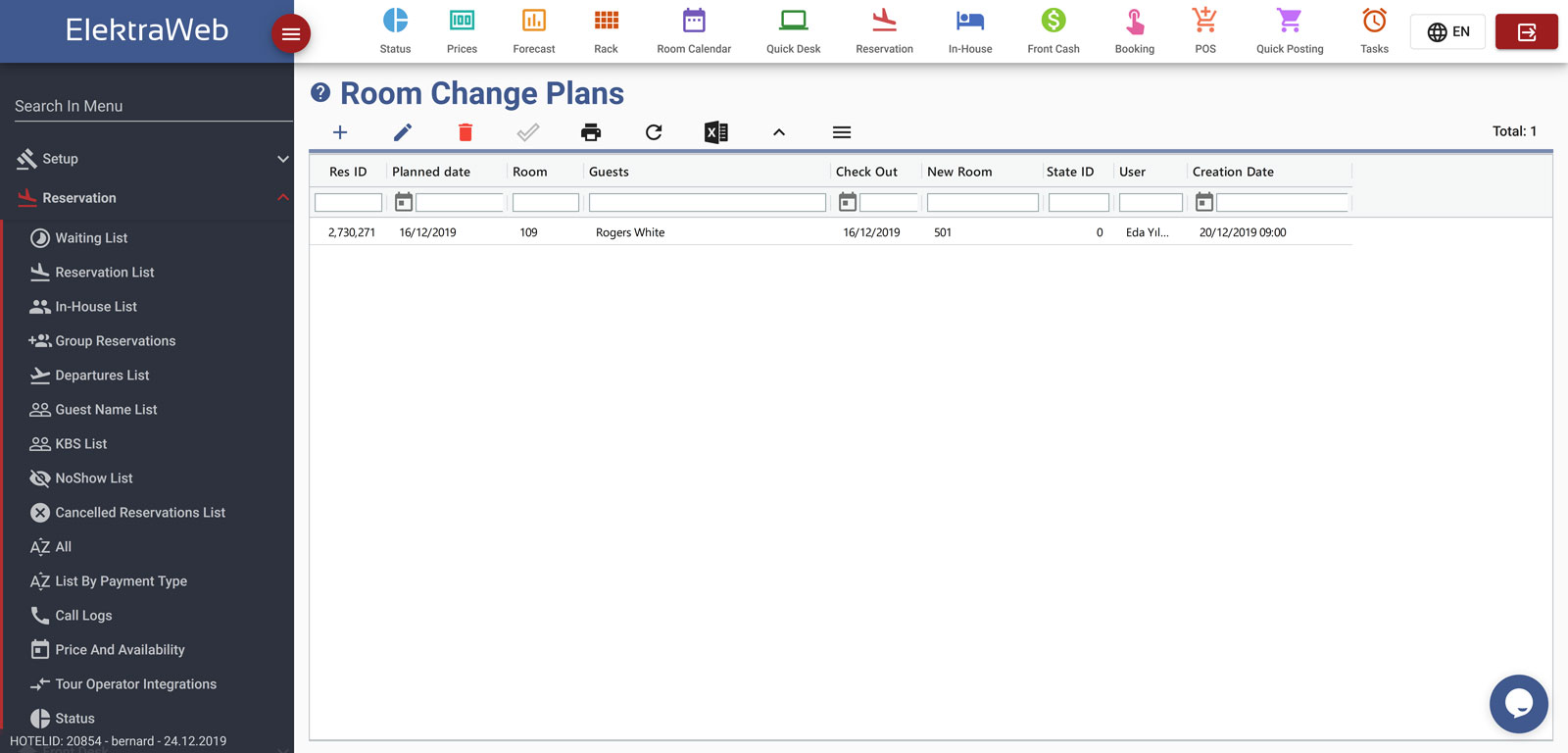 ElektraWeb hotel management software
