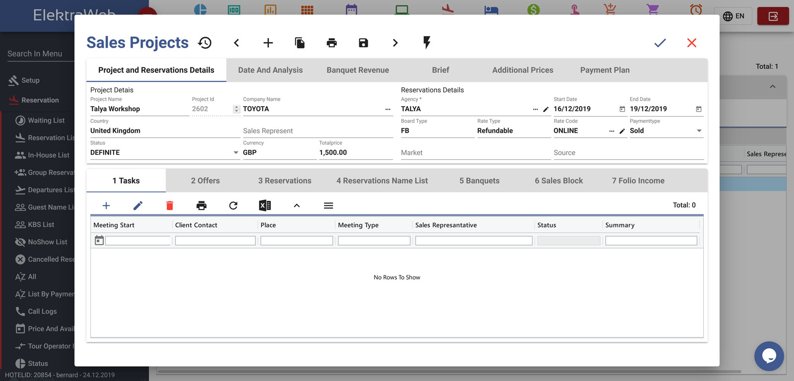 Hotel Program Fully-Featured PMS-Elektraweb Hotel Management System Sales Projects