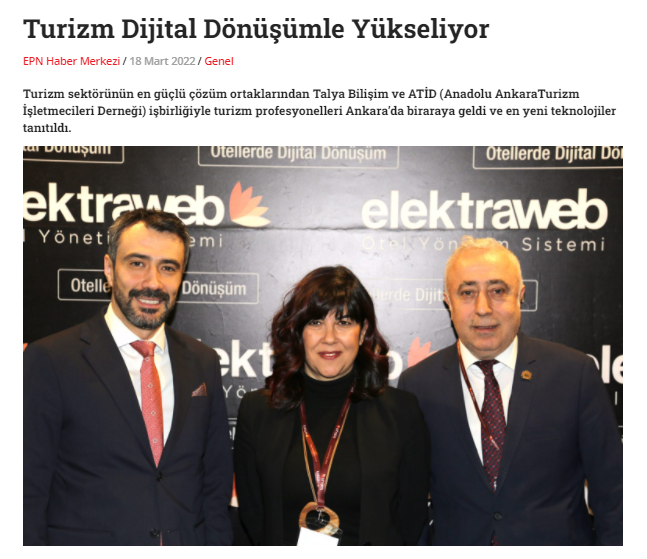 Turizm Dijital Dönüşümle Yükseliyor (epnext.com – 18.03.2022)