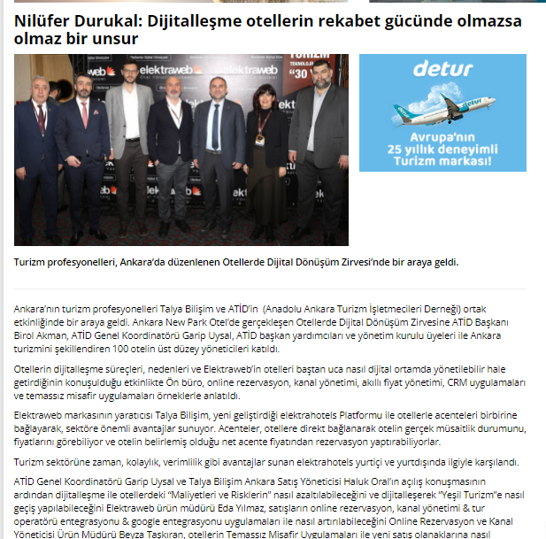 Nilüfer Durukal: Dijitalleşme otellerin rekabet gücünde olmazsa olmaz bir unsur (turizmguncel.com – 18.02.2022)