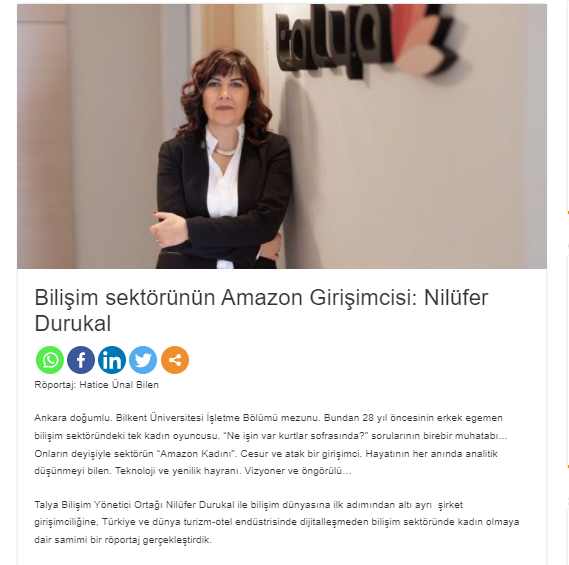 Bilişim sektörünün Amazon Girişimcisi: Nilüfer Durukal (Hotel-Restaurant Dergisi – 08.04.2022)