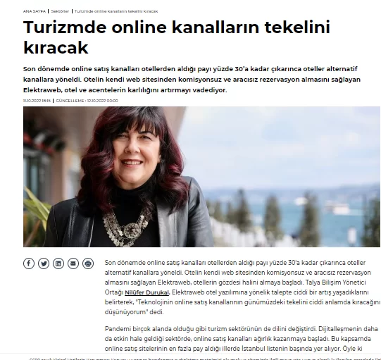 Turizmde online kanalların tekelini kıracak (paradergi.com.tr – 12.10.2022)